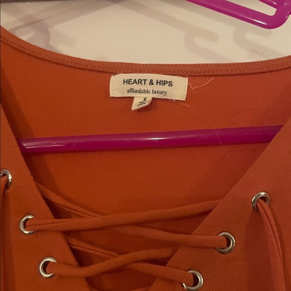 Heart Hips Rust Lace-Up Mini Dress - Picture 2 of 4